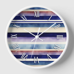 Popular Summer Navy Blue Boat Stripes Collection Clock