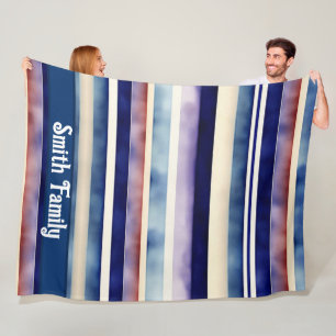 Popular Summer Navy Blue Boat Stripes Collection Fleece Blanket