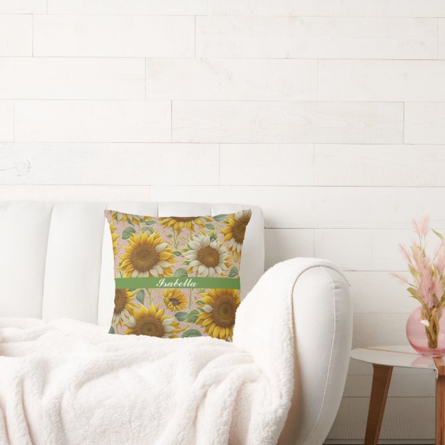 Popular Sunflower Beautiful Collection Throw Pillow (Couch)