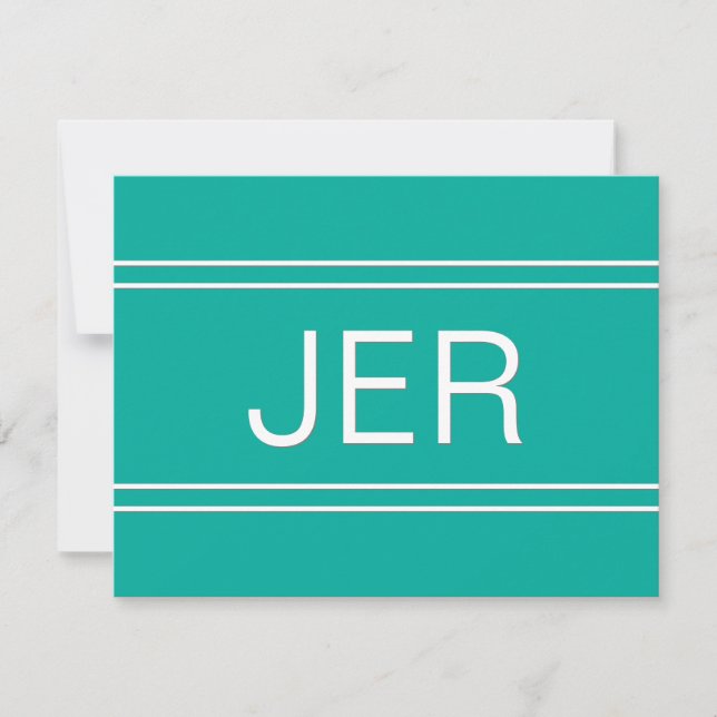 Popular Teal Personalized Monogrammed Name Initial Card (Front)