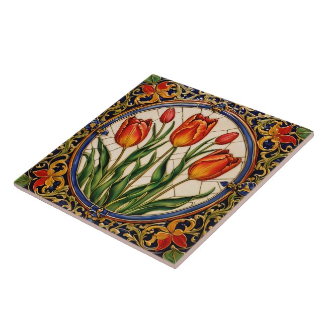 Popular Tulips Beautiful Collection Ceramic Tile (Side)