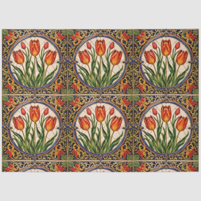 Popular Tulips Beautiful Collection Tissue Paper (Front)