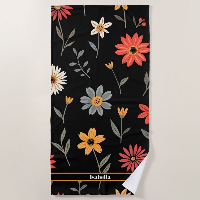 Popular Vintage Beautiful Floral Collection Beach Towel (Front)