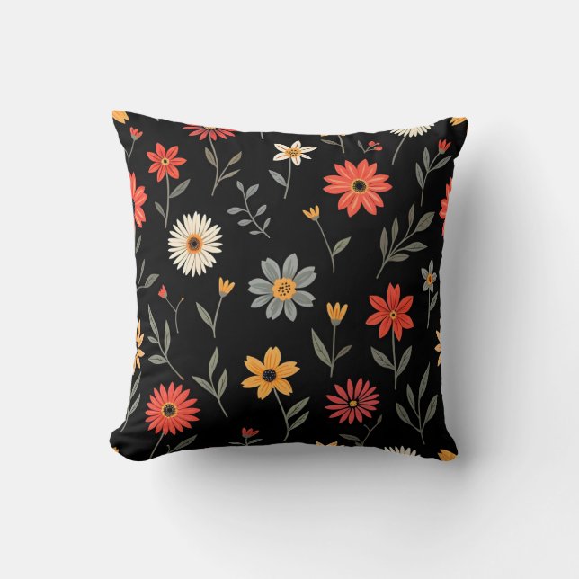 Popular Vintage Beautiful Floral Collection Throw Pillow (Front)