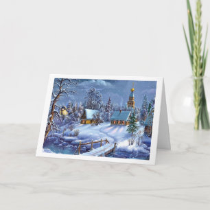 Popular vintage Christmas snowy world Holiday Card