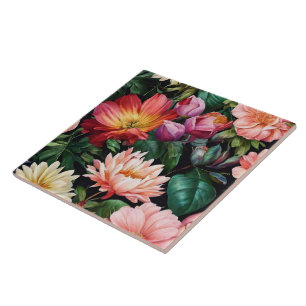 Popular Watercolor Vintage Floral Collection Tile