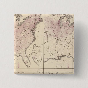 Population and Density - United States Census 1870 2 Inch Square Button