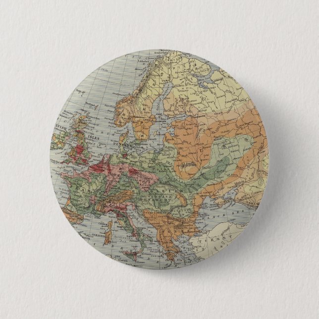 Population Density | European Map 2 Inch Round Button (Front)
