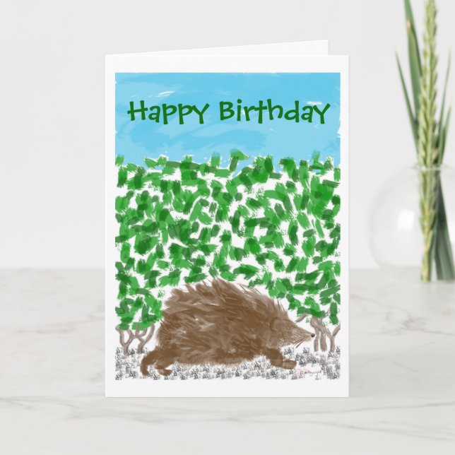 Porc dans la carte d'anniversaire de la haie (Devant)