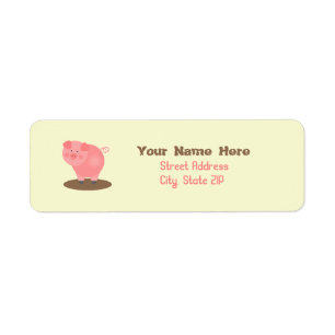Porc dans l'étiquette de adresse de boue