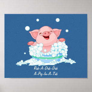 Porc dans une affiche de baquet