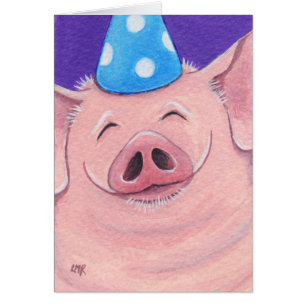 Porc heureux portant une illustration de casquette