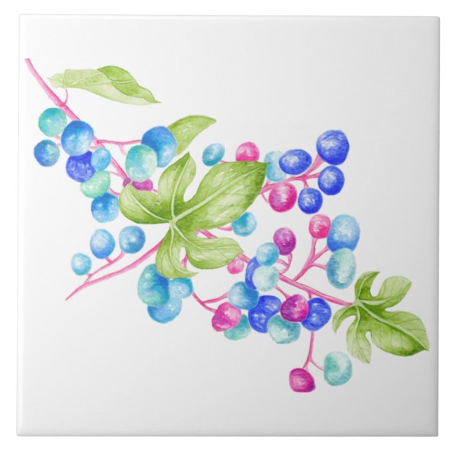 Porcelain Berries on a Ceramic Tile (1) (Front)