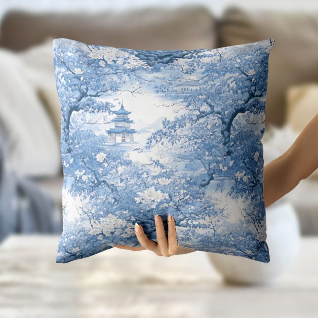 Porcelain Blue Chinoiserie Pattern ID1094 Throw Pillow (Creator Uploaded)