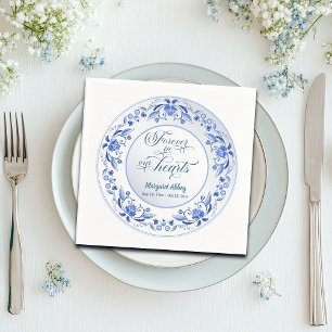 Porcelain Blue Floral Funeral Napkin