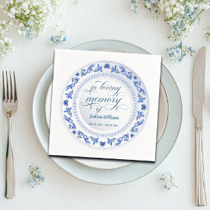 Porcelain Blue Floral Funeral Napkin