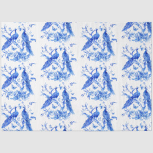 Porcelain Blue Peacocks Decoupage Tissue Paper