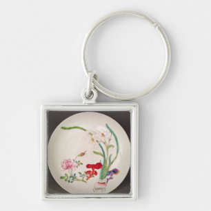 Porcelain dish, famille rose decoration, Yung Chen Keychain