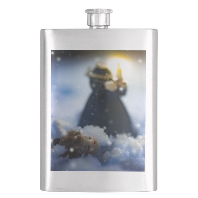 Porcelain in Snow X Hip Flask (Front)