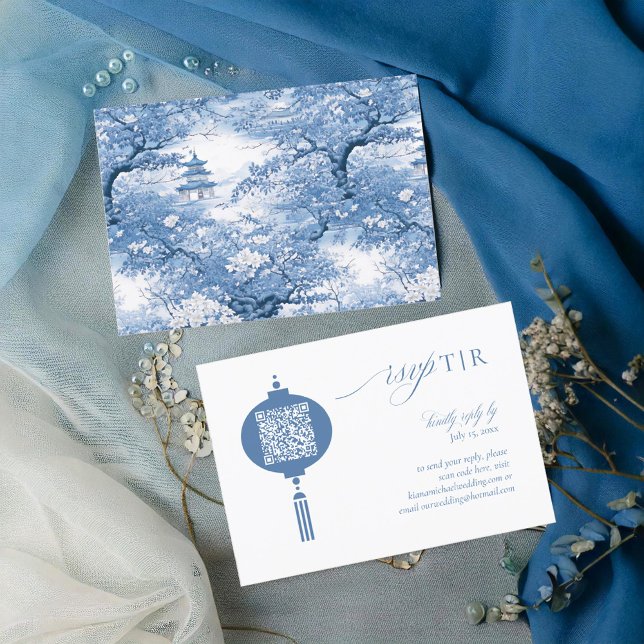 Porcelain-Inspired Chinoiserie QR Code  ID1094 RSVP Card (Creator Uploaded)