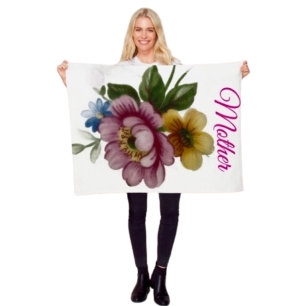 Porcelain Inspired Floral Fleece Blanket