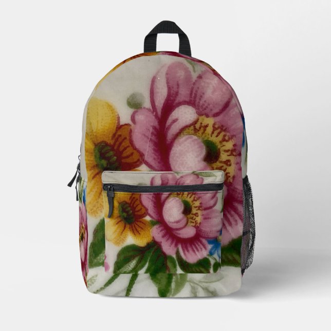 Porcelain Inspired Floral Printed Backpack (Front)