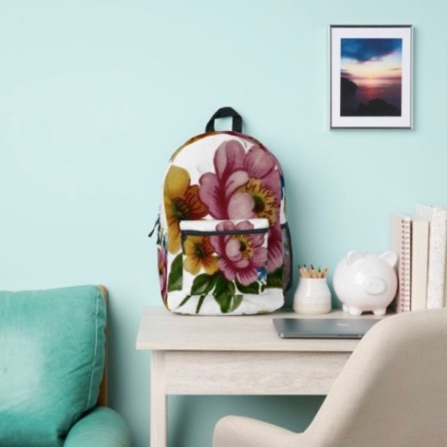Porcelain Inspired Floral Printed Backpack (Stylish backpack that can be taken anywhere holidays, to the gym or on a walk.)