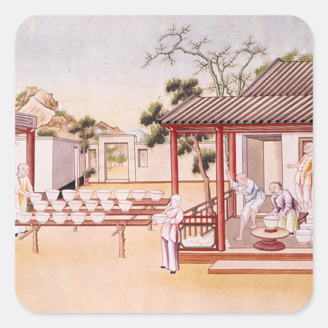 Porcelain Making (w/c on paper) Square Sticker (Front)