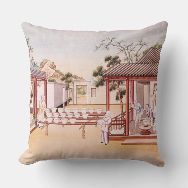 Porcelain Making (w/c on paper) Throw Pillow (Front)