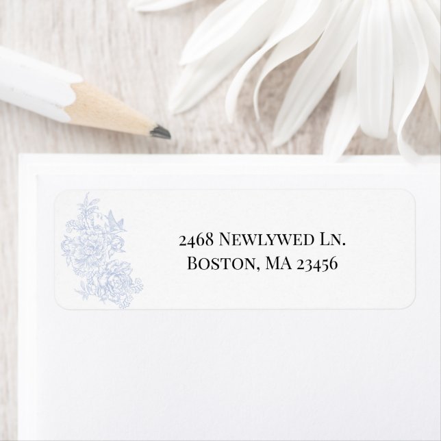 Porcelain Meadow Chinoiserie Return Address Labels (Insitu)