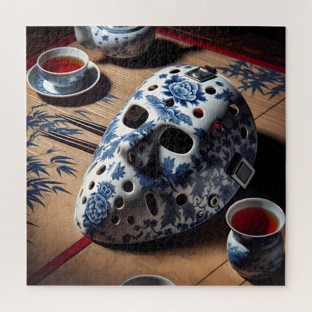 Porcelain Mystery: The Masked Tea Ceremony Jigsaw Puzzle (Vertical)