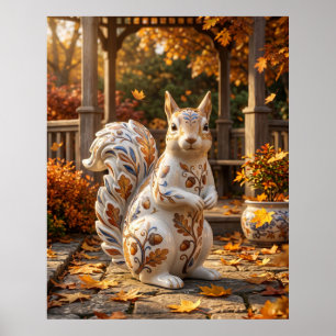 Porcelain Squirrel Oak Garden Poster