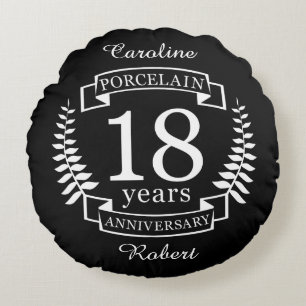 Porcelain traditional wedding anniversary 18 years round pillow