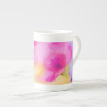 Tasse à eau florale rose vif en aquarelle
