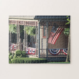 Porch & American Flags colour jigsaw puzzle