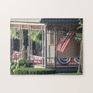 Porch & American Flags colour jigsaw puzzle