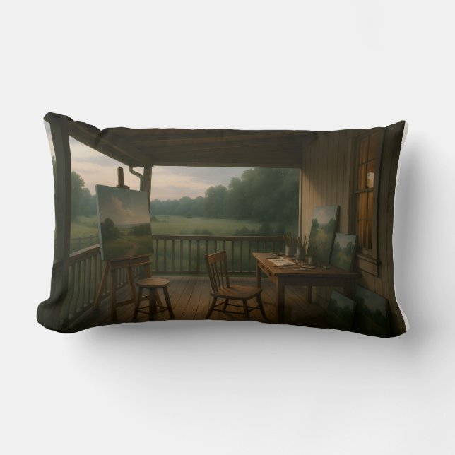 Porch Art Studio Throw Pillow (Front)