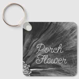 Porch Flower / Black and White / Keychain