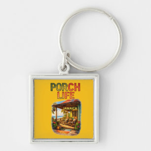 Porch life jamaica keychain