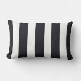 Porch Lumbar Throw Pillow For Patio B & W Stripes