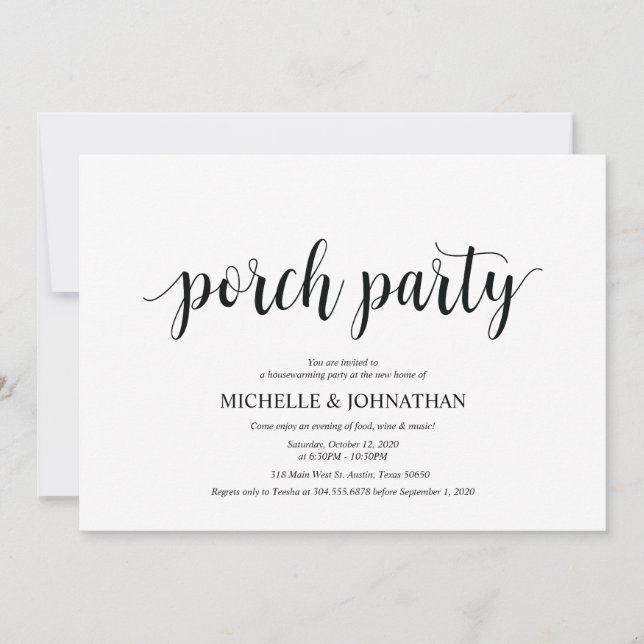Porch Party, Cartes d'invitation de la fête du mén (Devant)