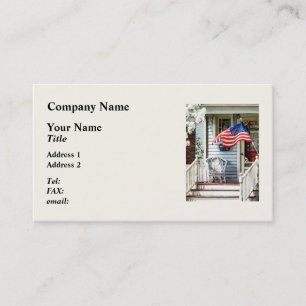Porch With Flag And Wicker Chair Business Card