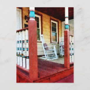 Porch With Red, White and Blue Railing Postcard