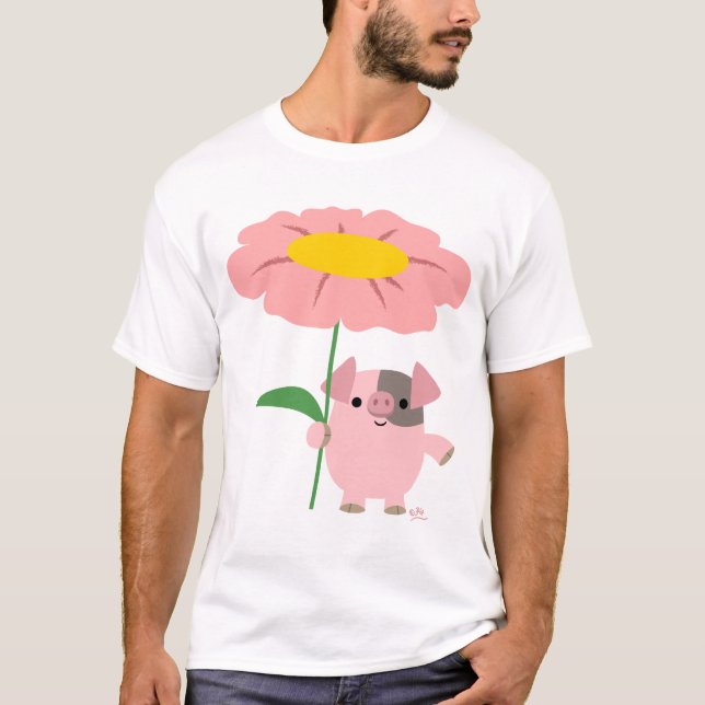 Porcin avec un T-shirt (rose) d'adulte d'enfants (Devant)