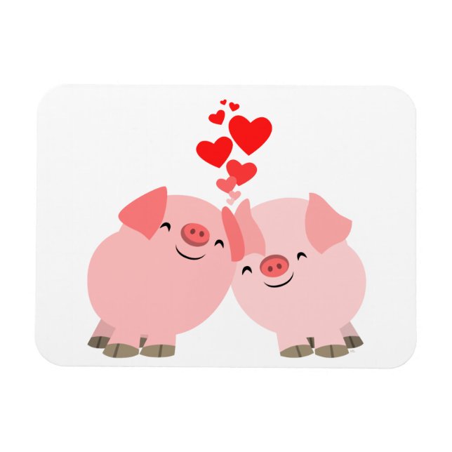 Porcs de caricature mignonnes en Aimer Magnet Prem (Horizontal)