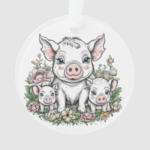 Porcs et cochons mignons en Fleurs