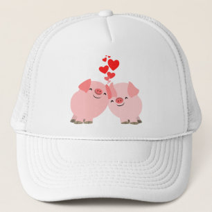 Porcs mignons de bande dessinée dans le casquette