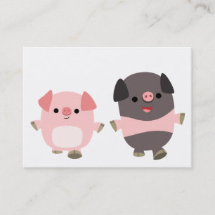 Porcs mignons de bande dessinée sur une carte de