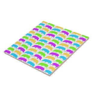Porcs multicolores Carreaux bleu violet jaune vert