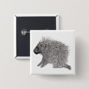 Porcupine 2 Inch Square Button